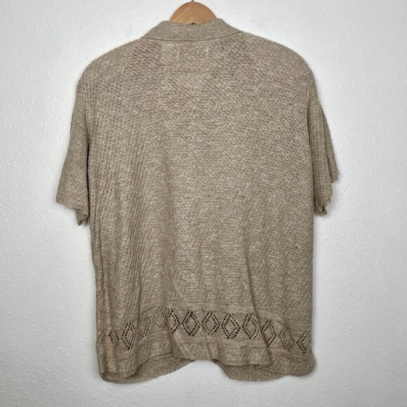 Elisabeth Vintage Linen Blend Button Down Knit Collar Blouse Size: 1X - Picture 10 of 14